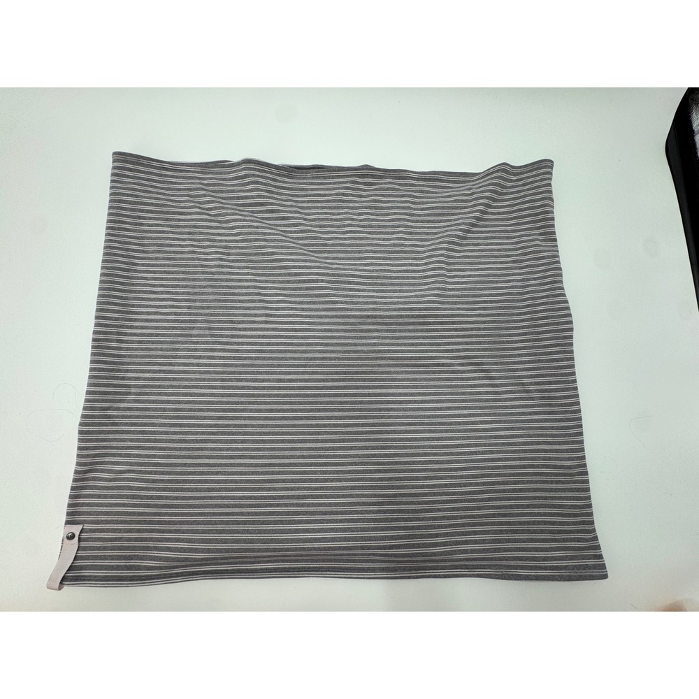 Lululemon Vinyasa Scarf Grey White Striped Snap Infinity Wrap Scarf